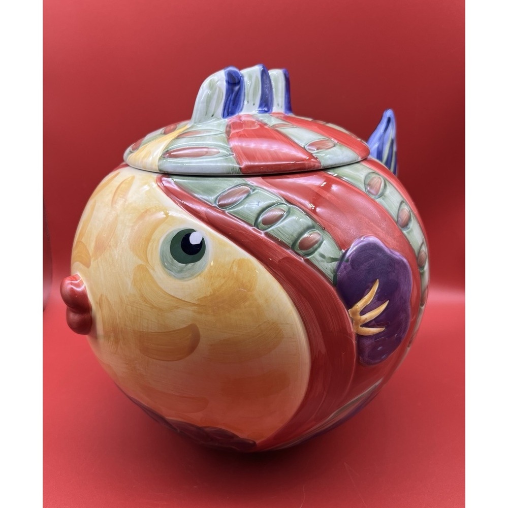 RARE Vintage Under The Sea Fish Cookie Jar by Tabletops Lifestyles Hand Painted
